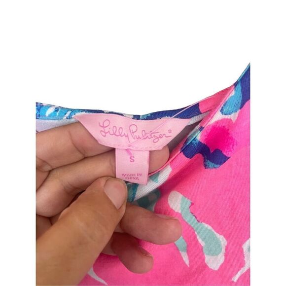 Lilly Pulitzer Womens Pink Cold Shoulder Ruffle Im So Jelly Klea Romper Small - Picture 3 of 11